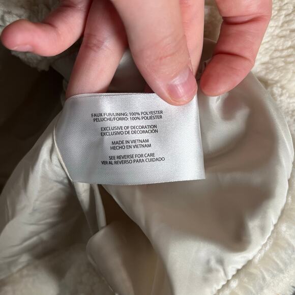 GAP Teddy Sherpa Coat Minimalist Cozy Winter Cream Fleece Quiet Luxury Large New - Picture 6 of 9